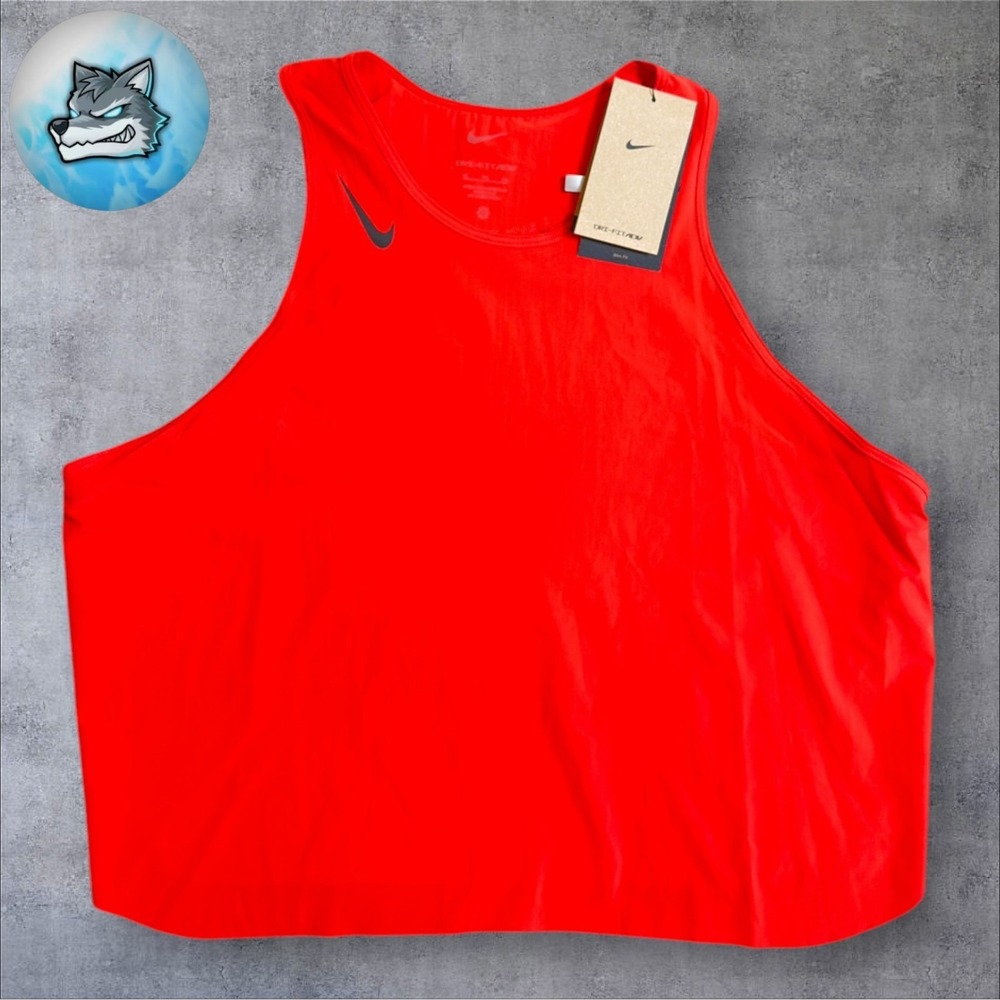 Nike AeroSwift Dri-FIT Cropped Running Crimson Tank Women's Size XL FN2713-696